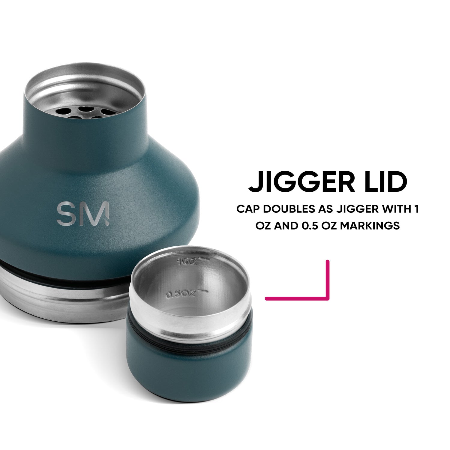 Classic Cocktail Shaker with Jigger Lid - Simple Stainless