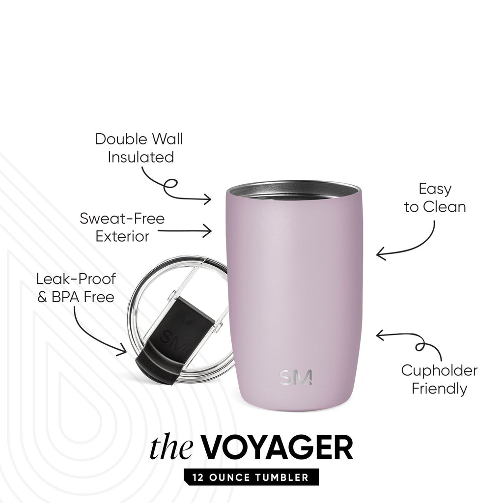 Voyager Tumbler with Clear Flip Lid \u0026 Straw - Lavender Mist