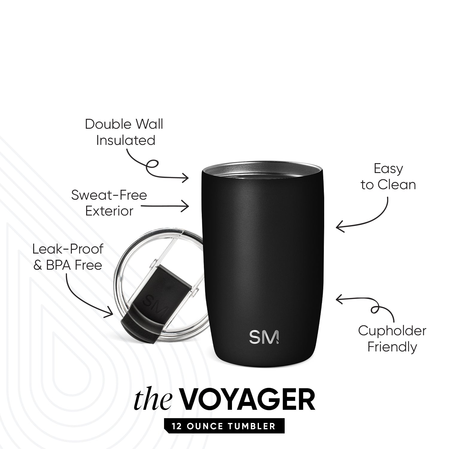 Voyager Tumbler with Clear Flip Lid \u0026 Straw - Midnight Black