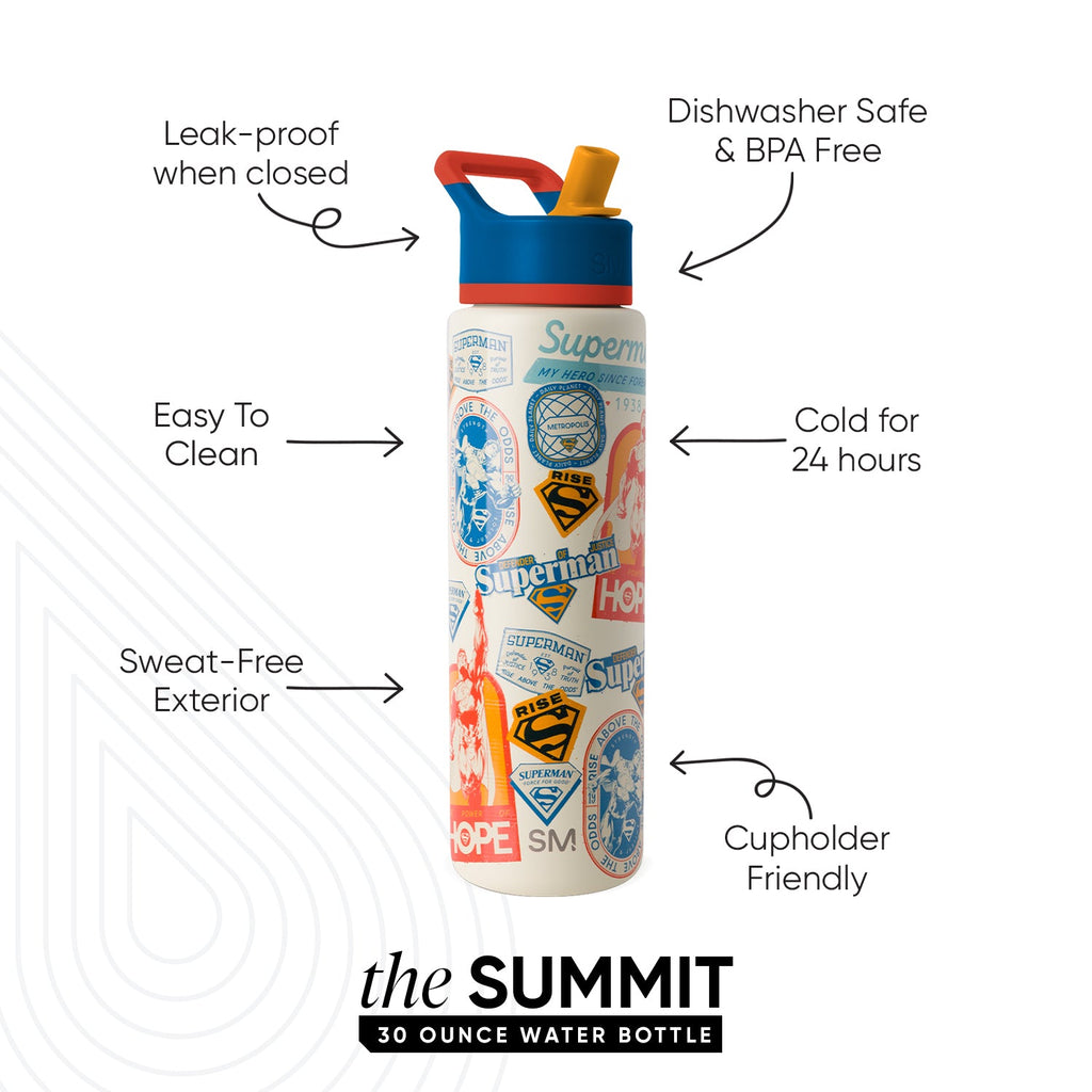 Summit Water Bottle with Straw Lid - Superman Up in the Sky