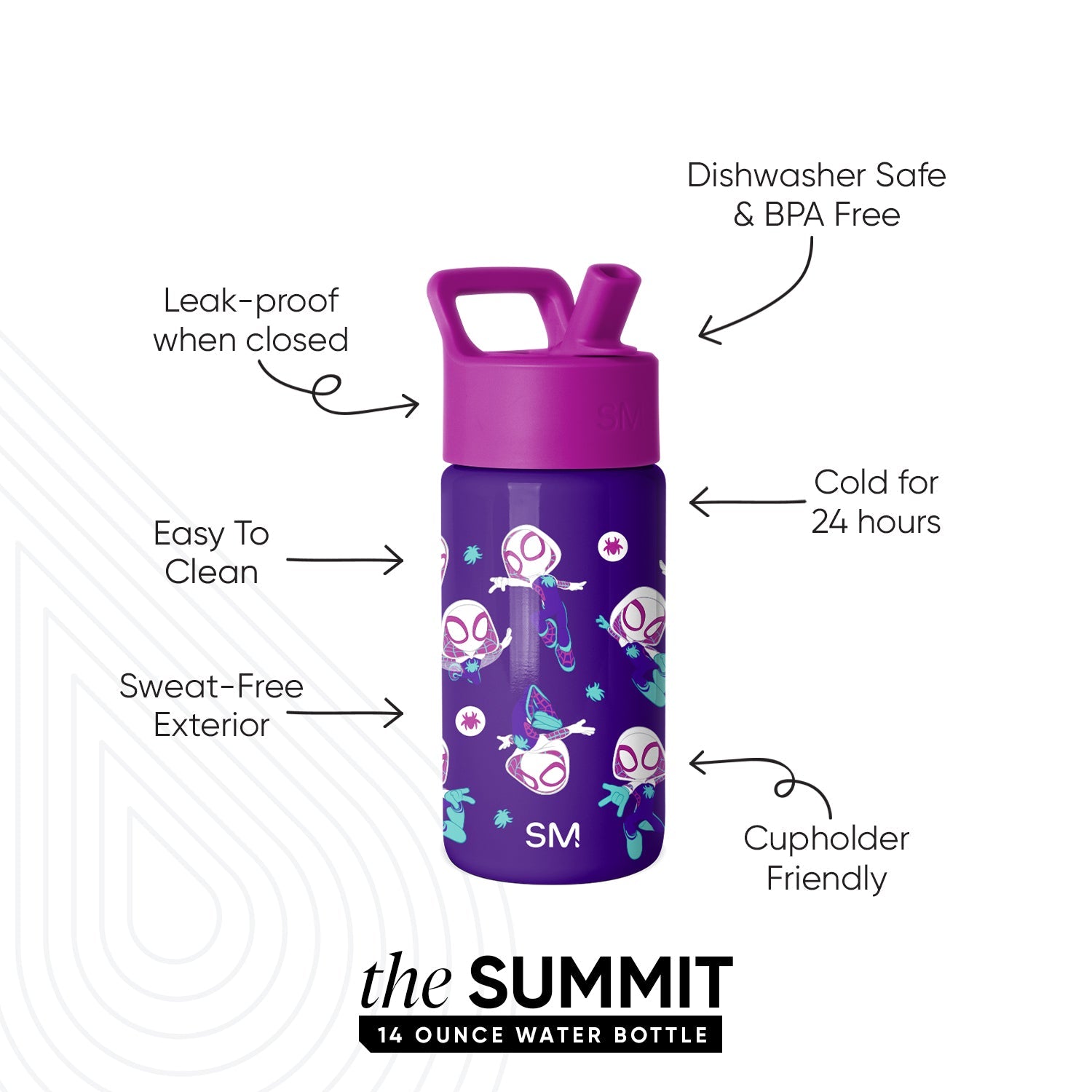 Summit Kids Water Bottle with Straw Lid - Spider Gwen