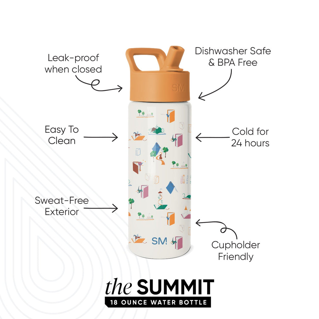 Summit Kids Water Bottle with Straw Lid - Book Club