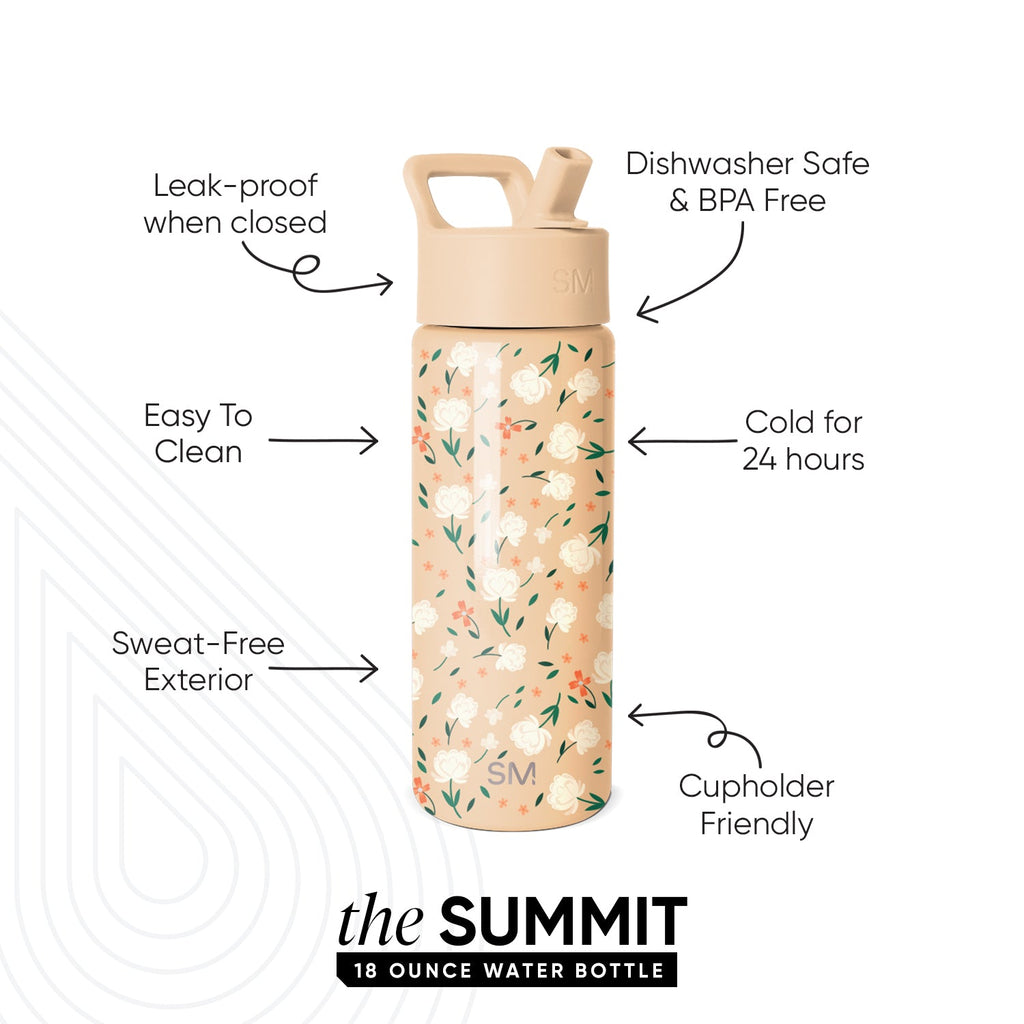 Summit Kids Water Bottle with Straw Lid - Chloe Floral