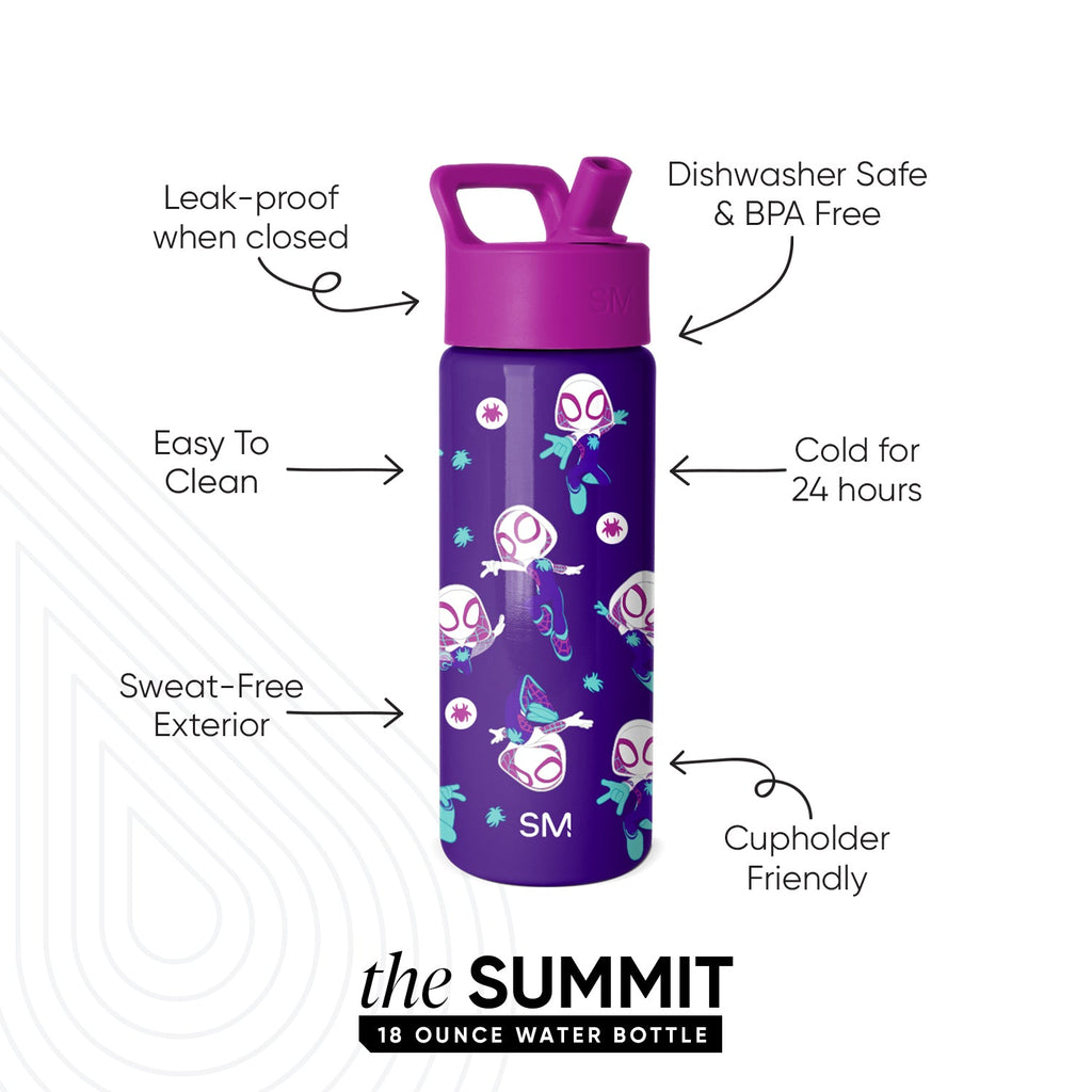 Summit Kids Water Bottle with Straw Lid - Spider Gwen