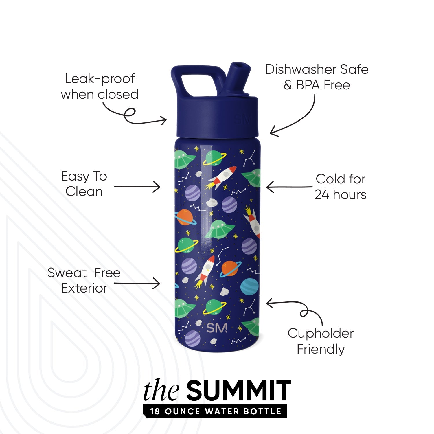 Summit Kids Water Bottle with Straw Lid - Outer Space