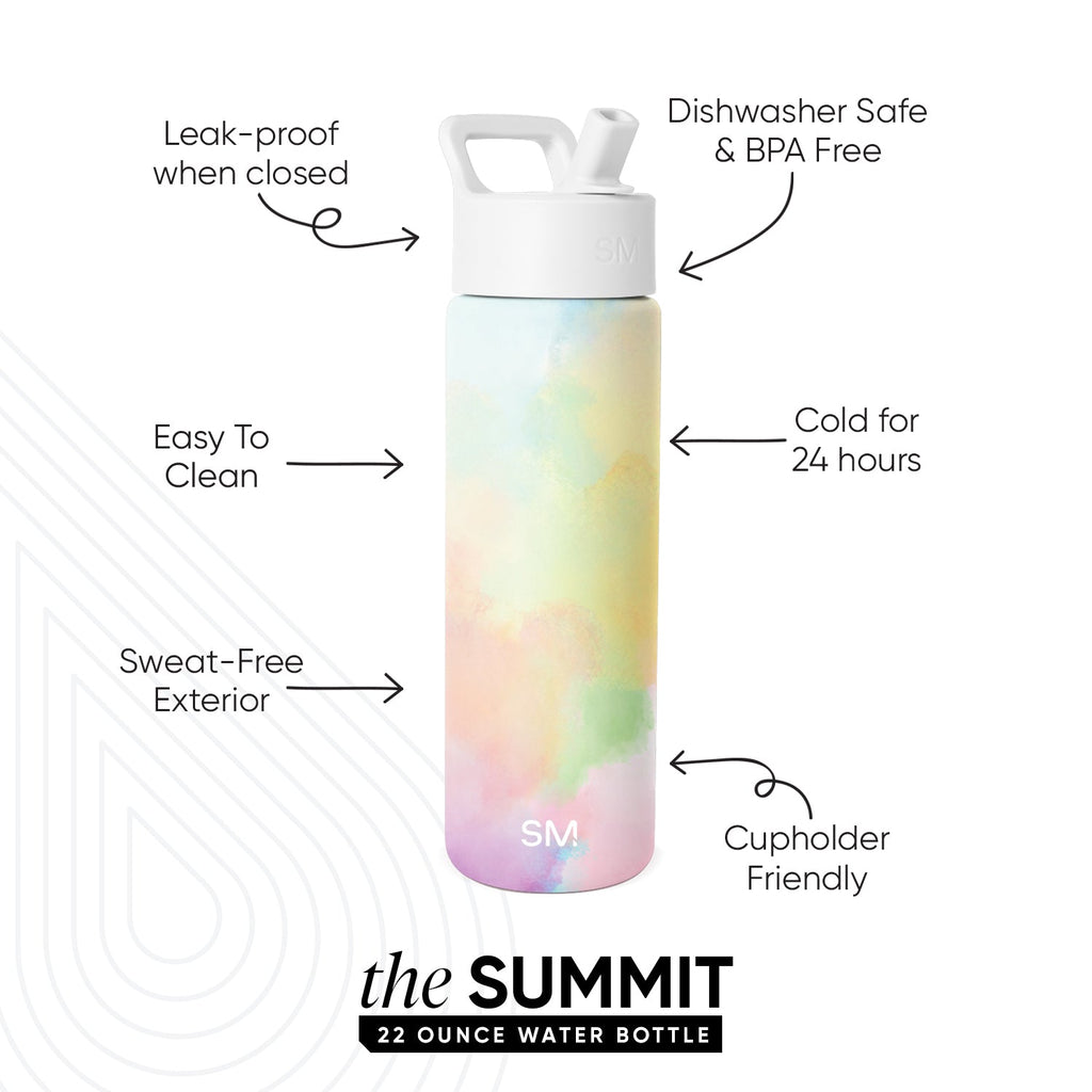 Summit Water Bottle with Straw Lid - Cotton Candy Tie Dye