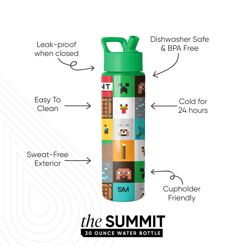 Summit Water Bottle with Straw Lid - Minecraft Mashup