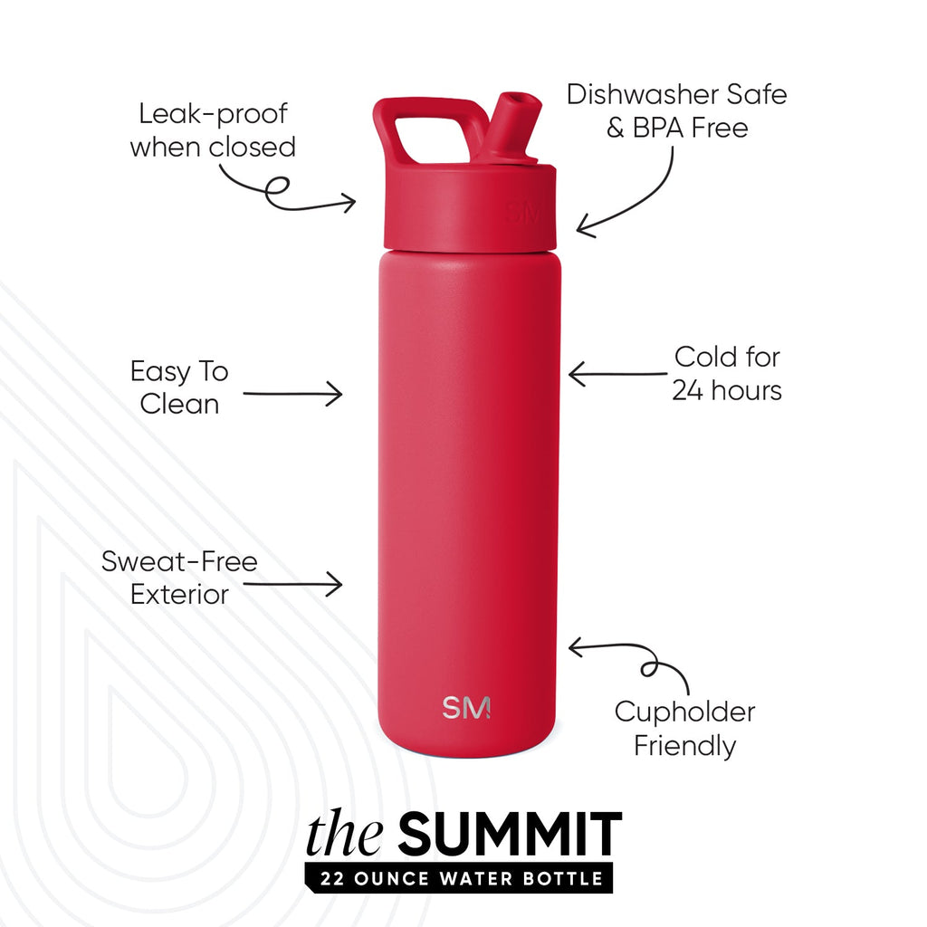 Summit Water Bottle with Straw Lid - Ember Red