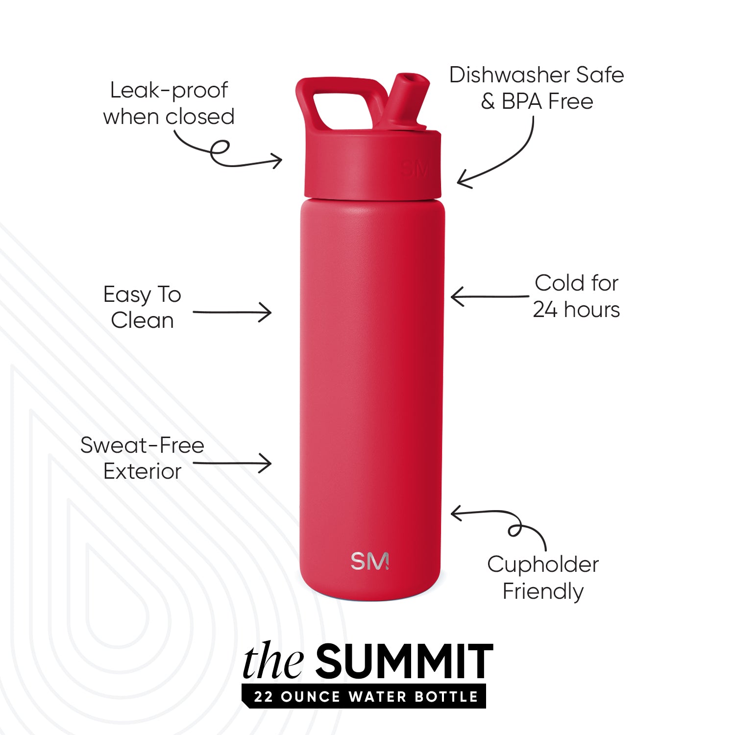Summit Water Bottle with Straw Lid - Ember Red